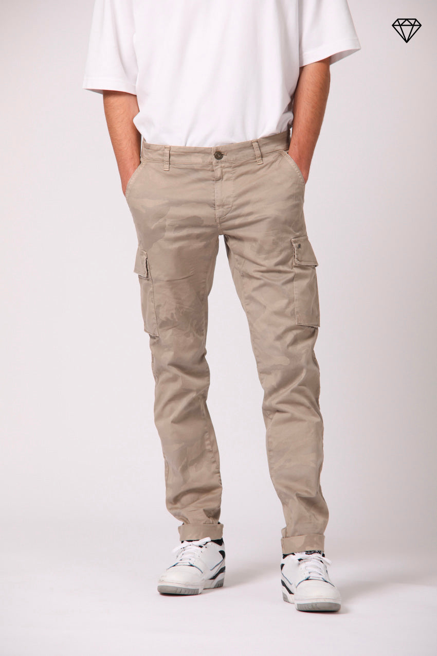 Chile pantalone cargo uomo in cotone con stampa camouflage extra-slim fit ①