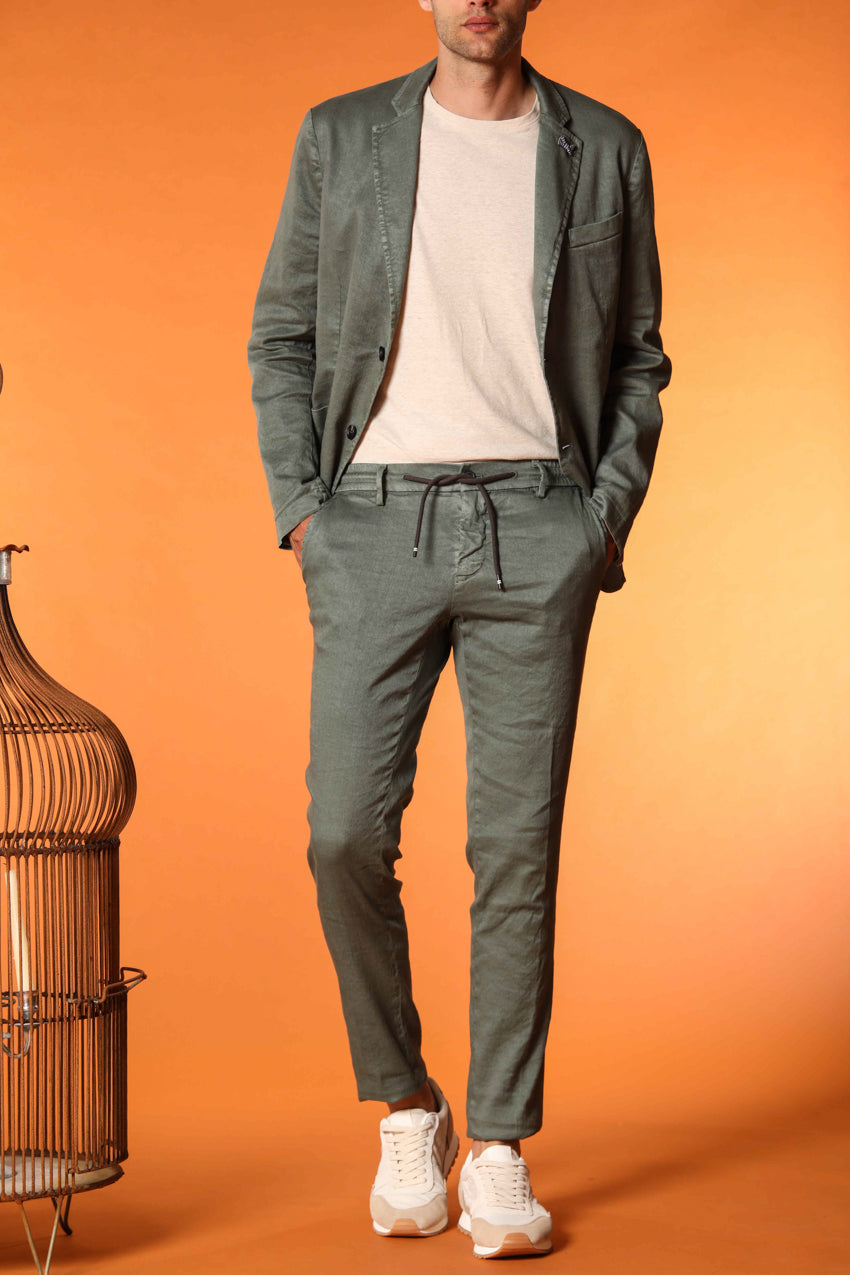 Milano Jogger Herren Hose aus Leinen-Baumwoll-Twill Extra Slim Fit