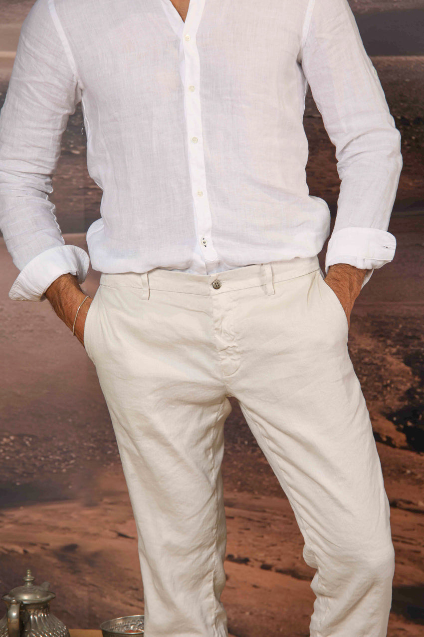 New York Herren Chino Hose aus Leinen und Baumwoll-Twill Regular Fit