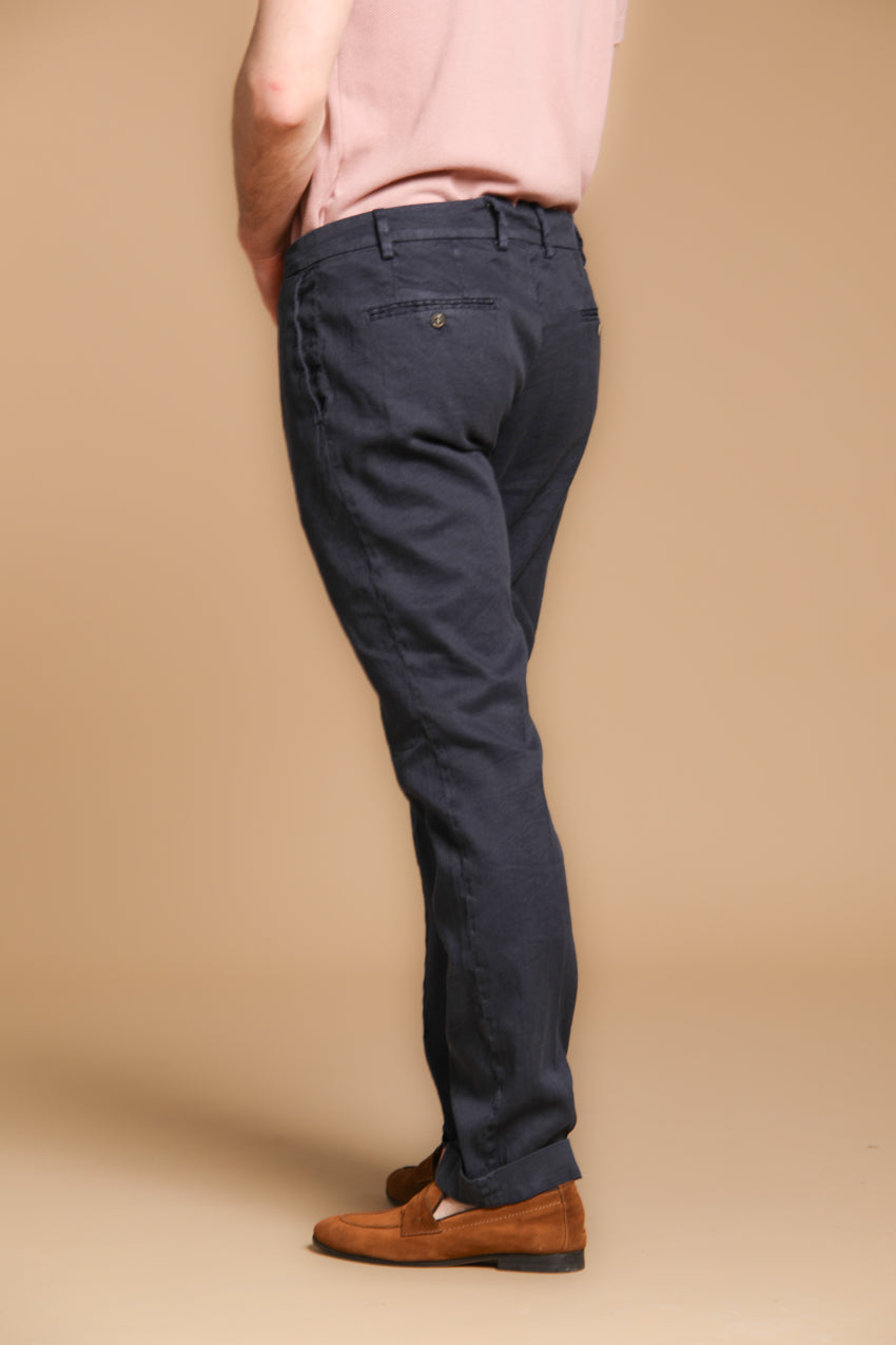 New York Time 1 Pinces Herren Chino Hose aus Leinen- und Baumwoll-Twill Regular Fit
