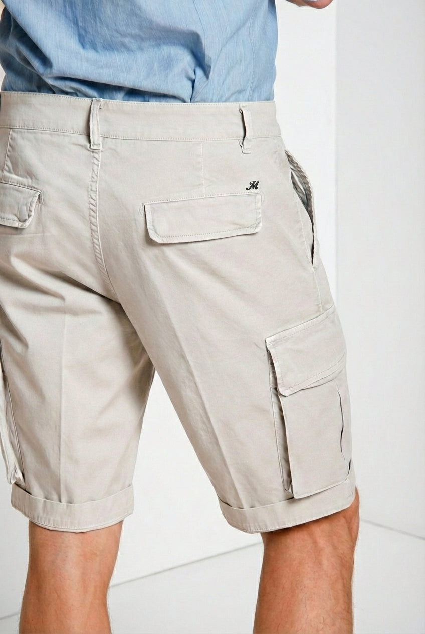 Chile bermuda cargo uomo in raso stretch slim fit ①