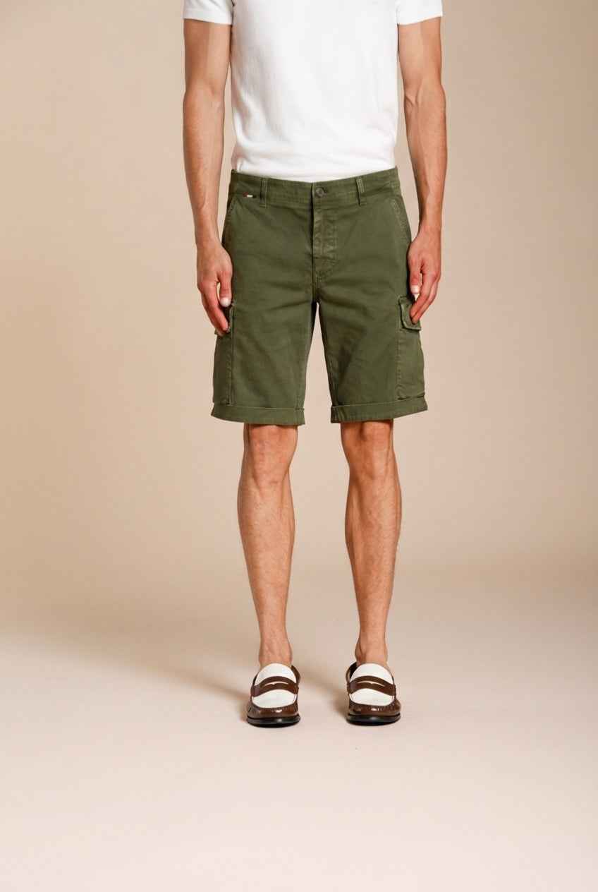 Chile bermuda cargo uomo in raso stretch slim fit ①