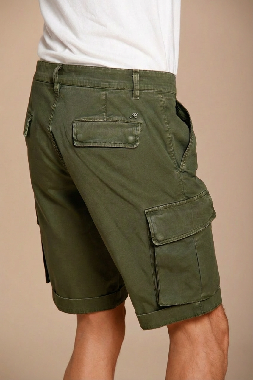 Chile bermuda cargo uomo in raso stretch slim fit ①