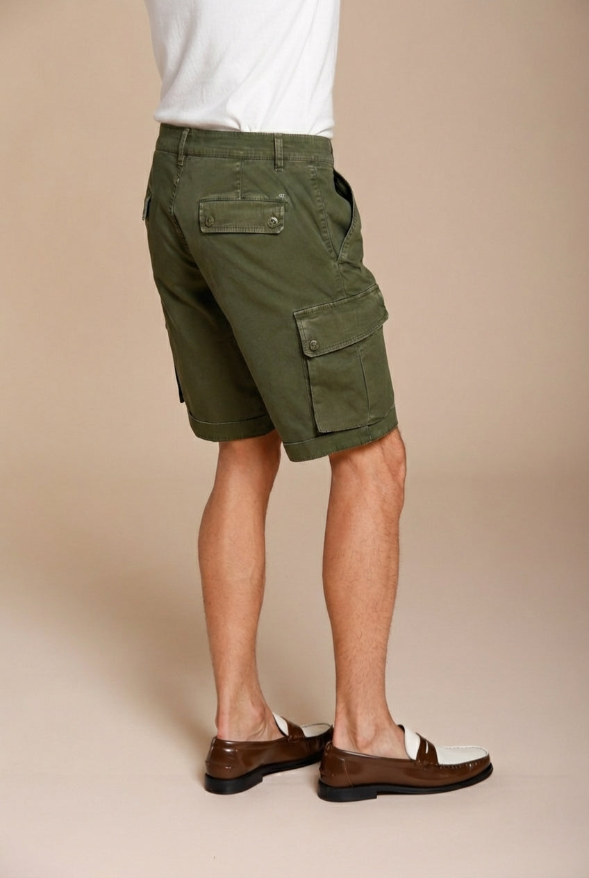 Chile bermuda cargo uomo in raso stretch slim fit ①