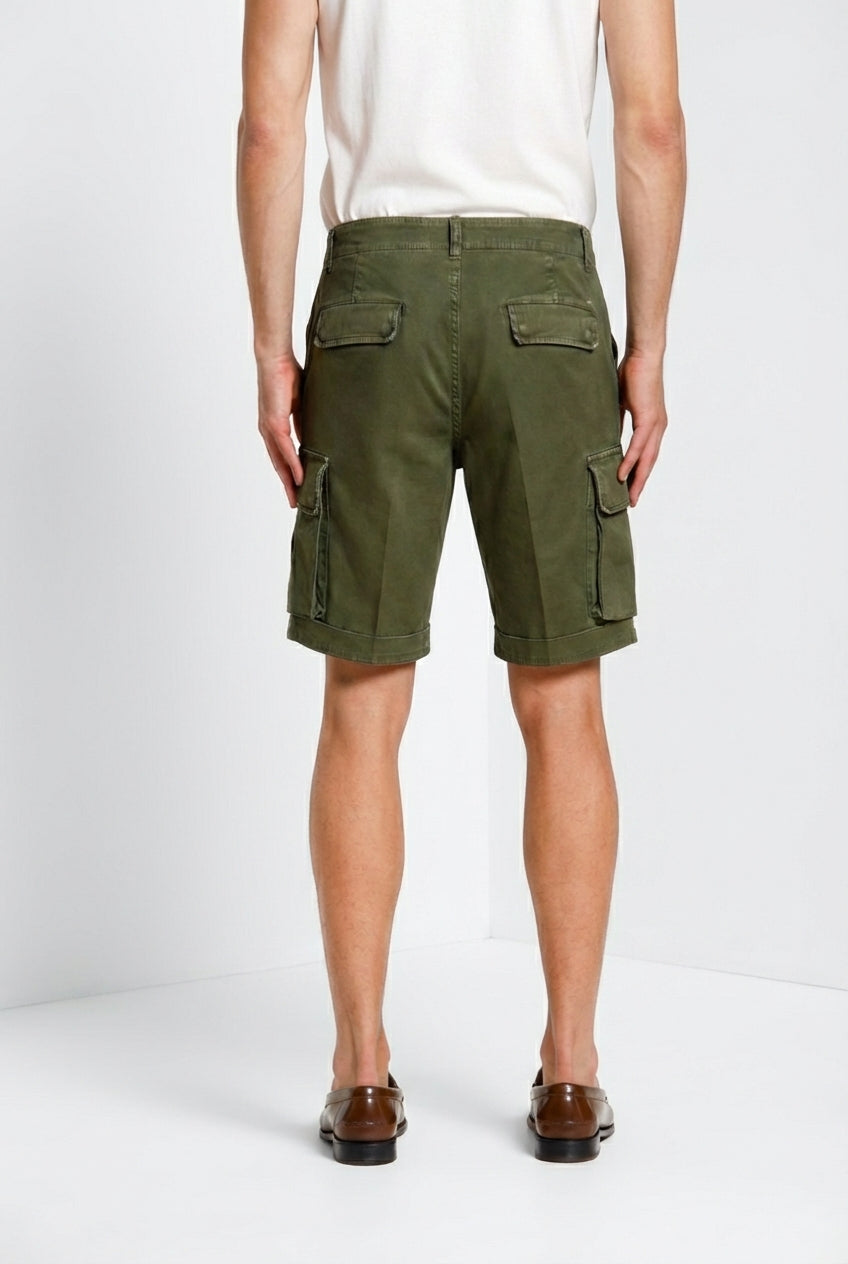 Chile bermuda cargo uomo in raso stretch slim fit ①