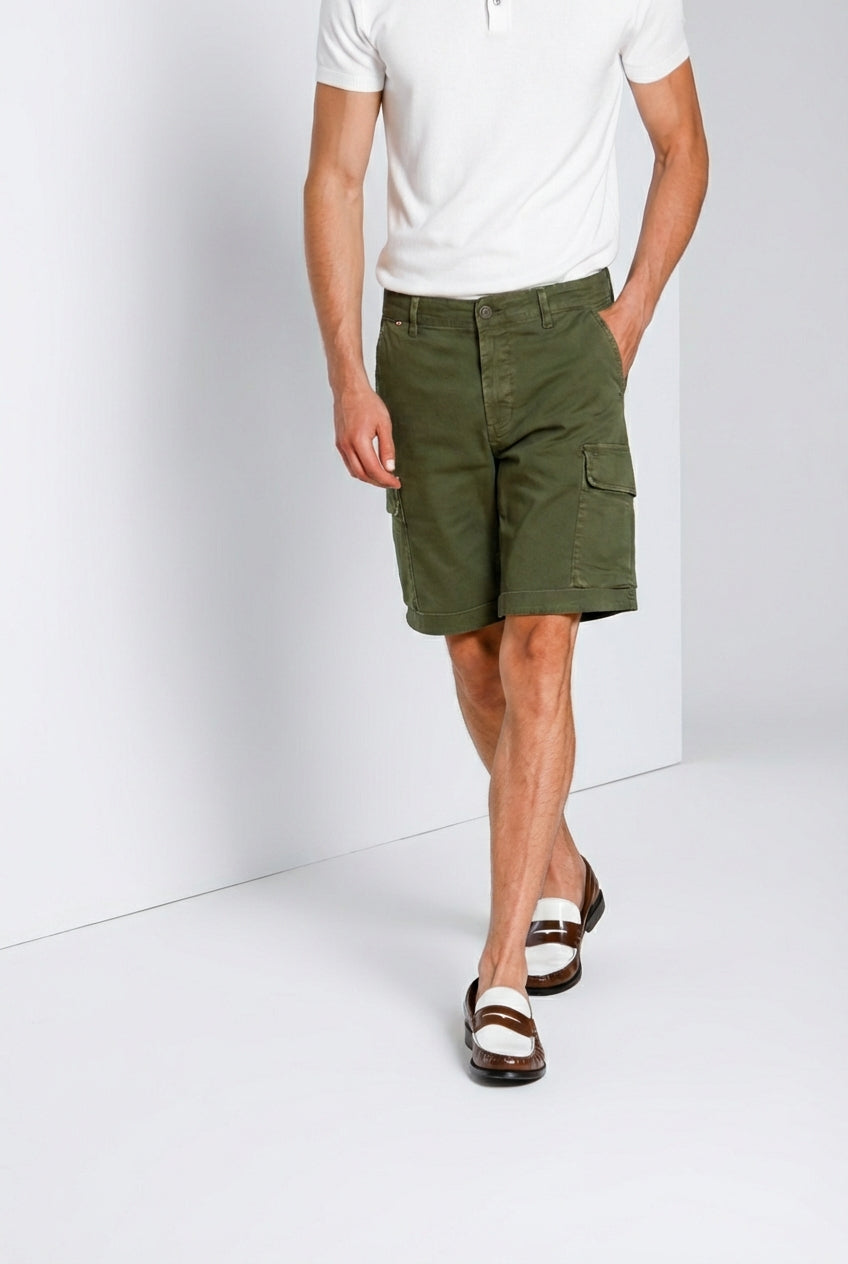 Chile bermuda cargo uomo in raso stretch slim fit ①