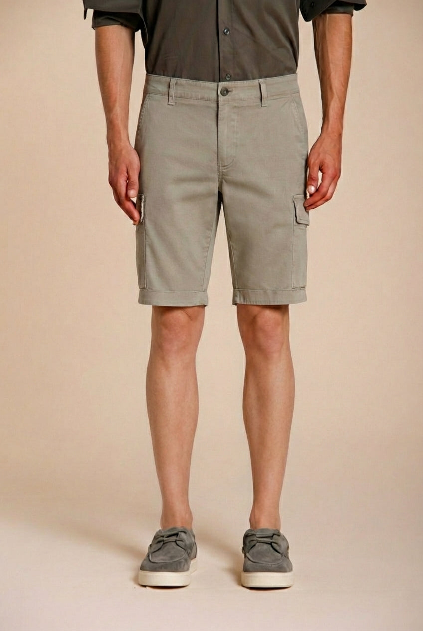 Chile bermuda cargo uomo in raso stretch slim fit ①