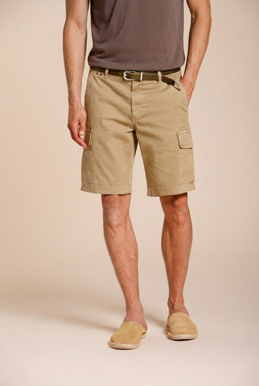 Chile bermuda cargo uomo in raso stretch slim fit ①