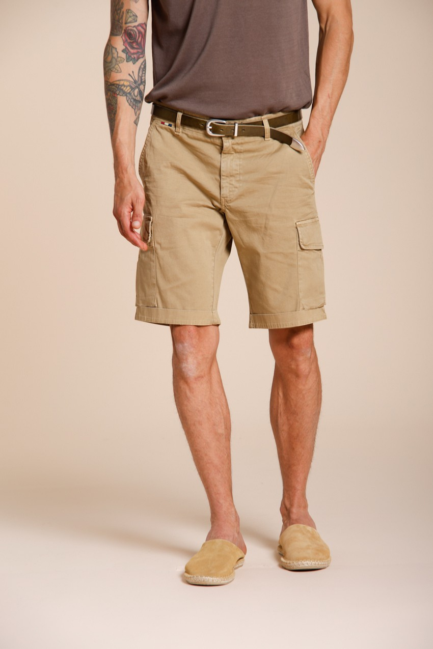 Chile bermuda cargo uomo in raso stretch slim fit ①