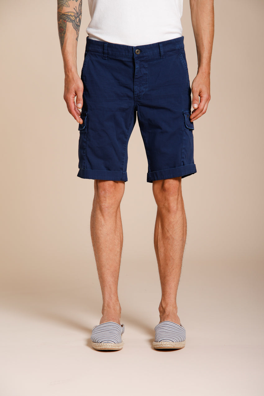 Chile bermuda cargo uomo in raso stretch slim fit  ①