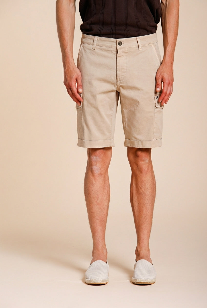 Chile bermuda cargo uomo in raso stretch slim fit ①