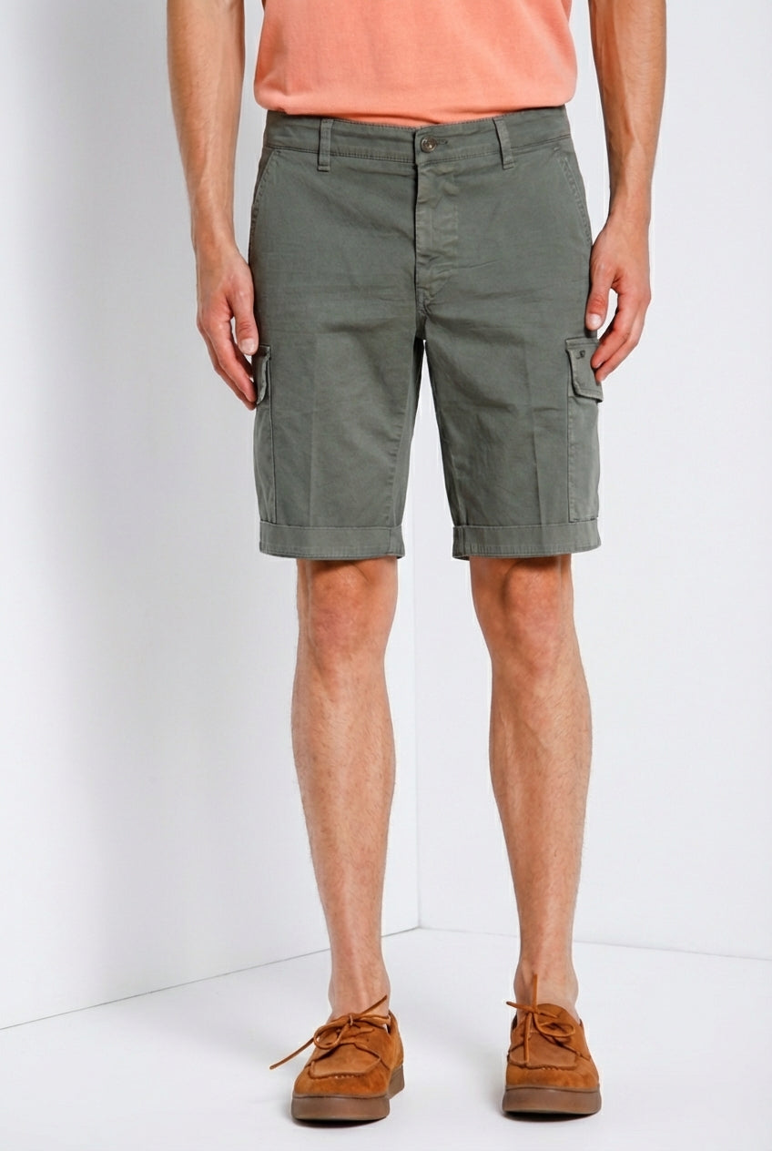 Chile bermuda cargo uomo in raso stretch slim fit ①