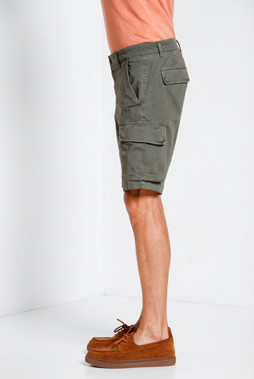 Chile bermuda cargo uomo in raso stretch slim fit ①