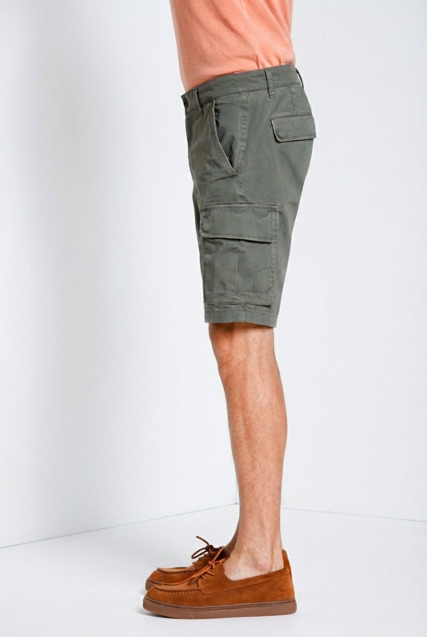 Chile bermuda cargo uomo in raso stretch slim fit ①