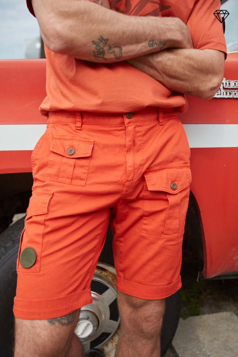 George Coolpocket bermuda cargo uomo in raso stretch logo edition carrot fit ①