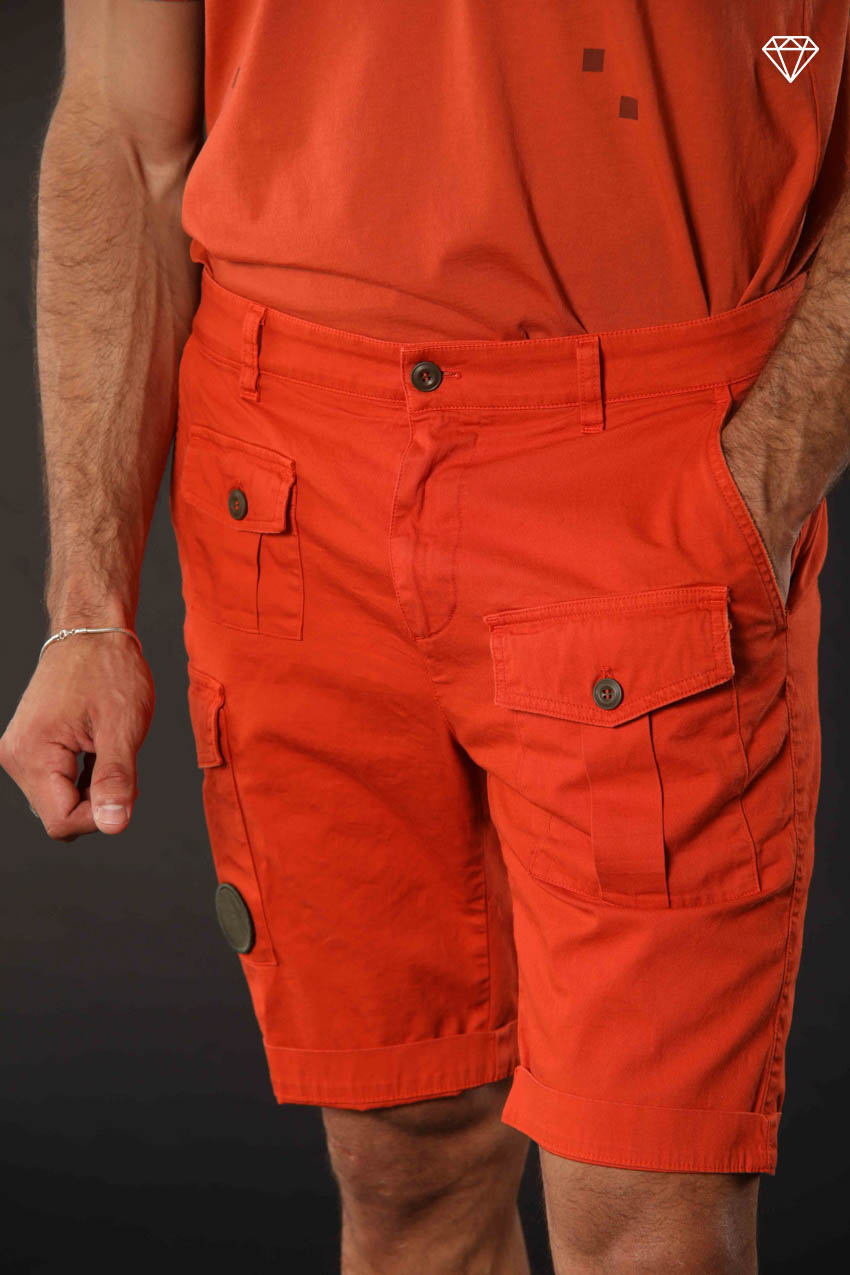 George Coolpocket bermuda cargo uomo in raso stretch logo edition carrot fit ①