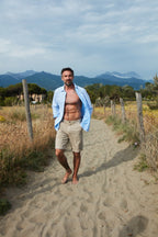 Chinos 22 bermuda chino uomo in misto cotone e canapa a resca relaxed fit