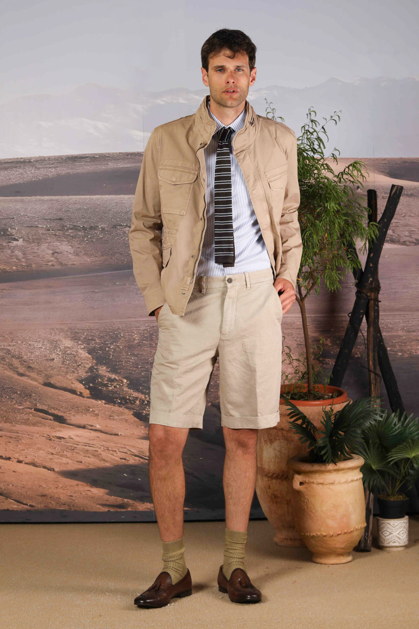 Chinos 22 bermuda chino uomo in misto cotone e canapa a resca relaxed fit