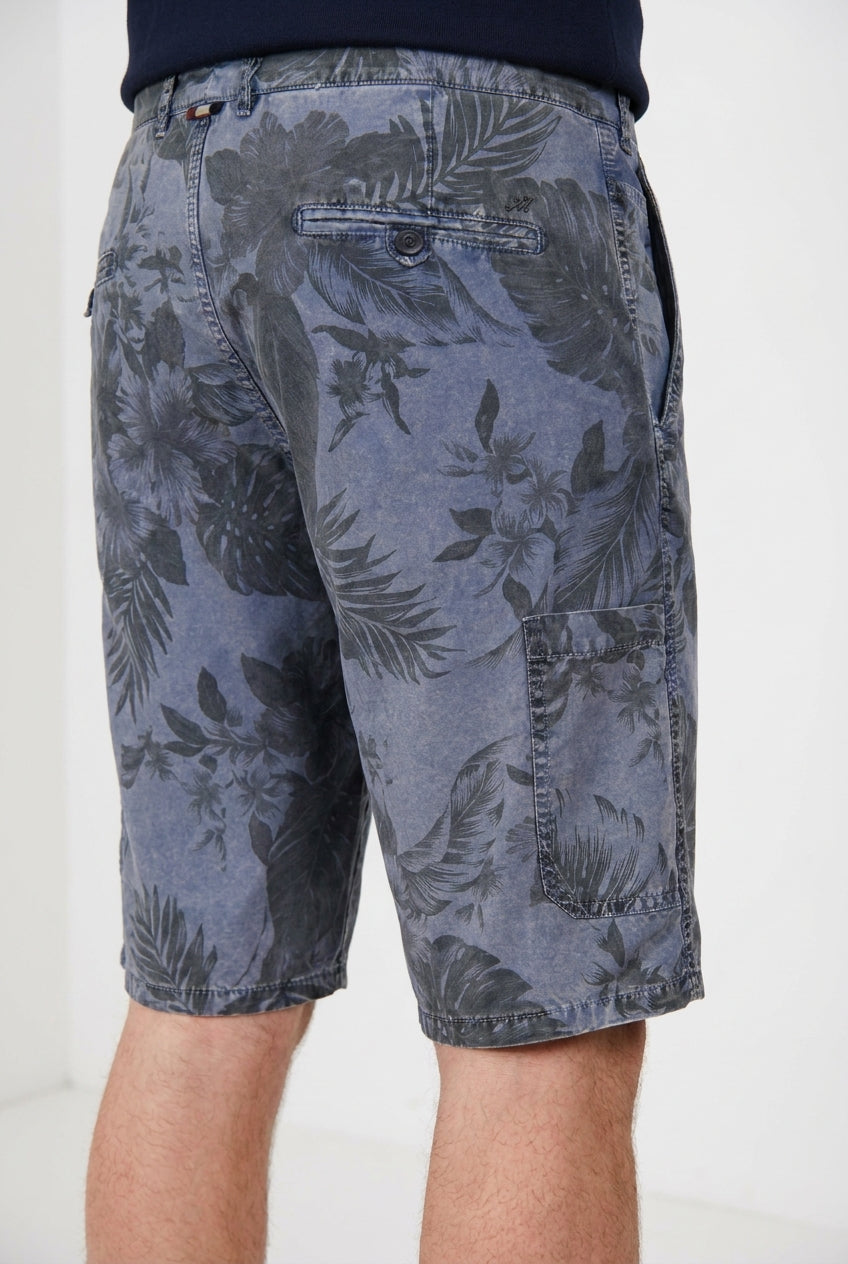 Denver M74 Bermuda Cargo Herren aus Canvas Hawaii-Print relaxed fit