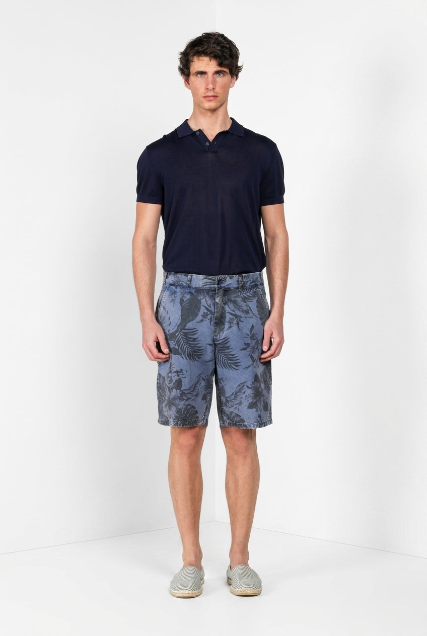 Denver M74 Bermuda Cargo Herren aus Canvas Hawaii-Print relaxed fit