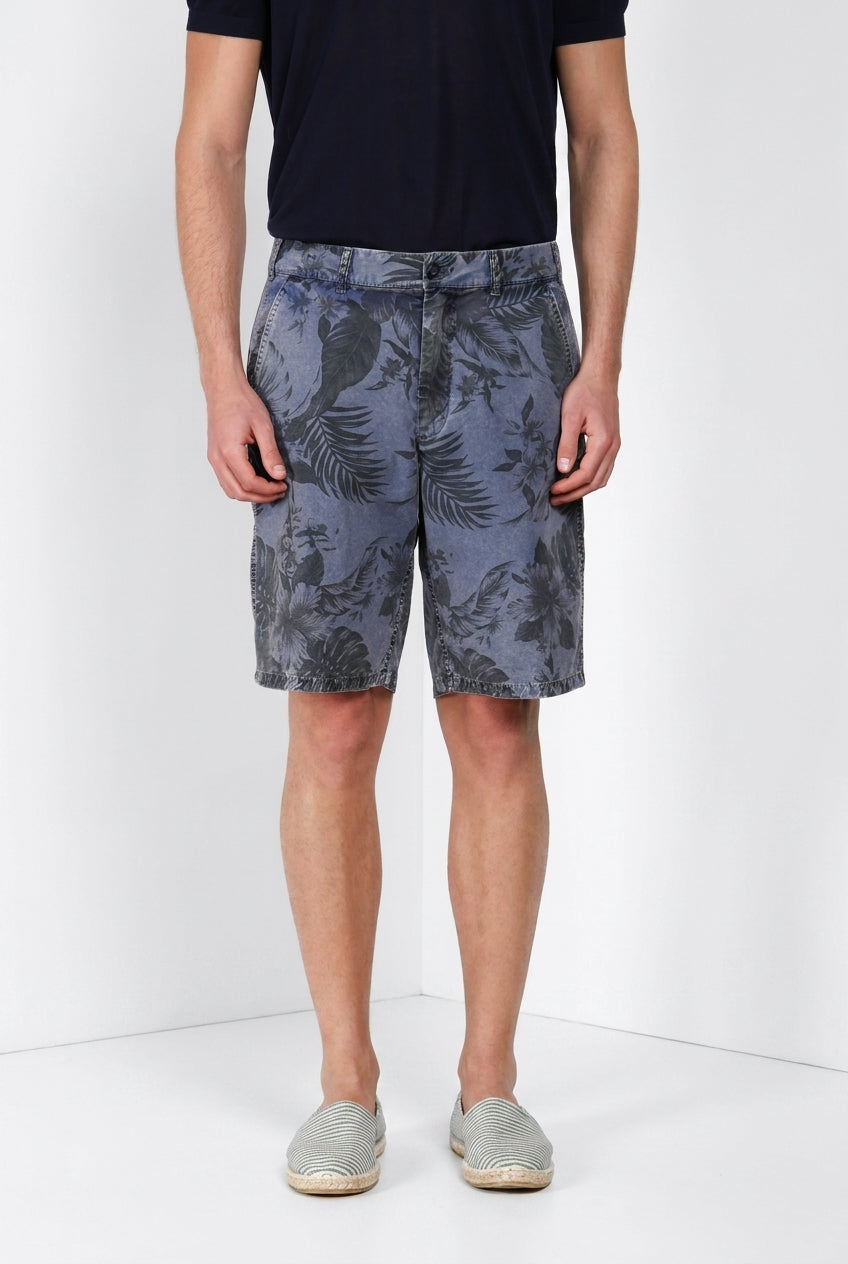 Denver M74 Bermuda Cargo Herren aus Canvas Hawaii-Print relaxed fit
