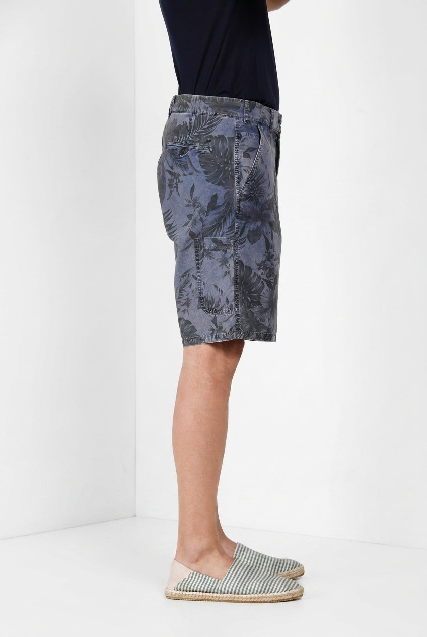 Denver M74 Bermuda Cargo Herren aus Canvas Hawaii-Print relaxed fit