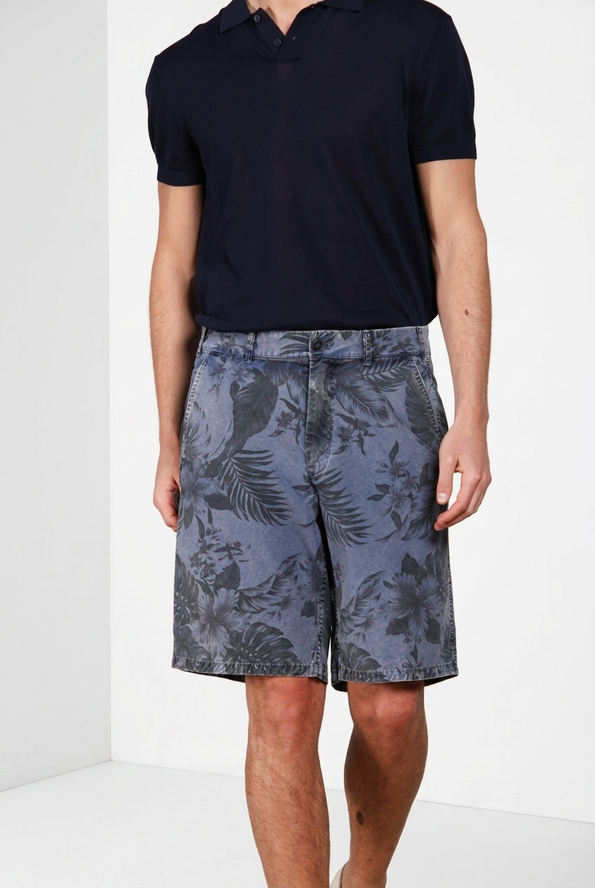 Denver M74 Bermuda Cargo Herren aus Canvas Hawaii-Print relaxed fit