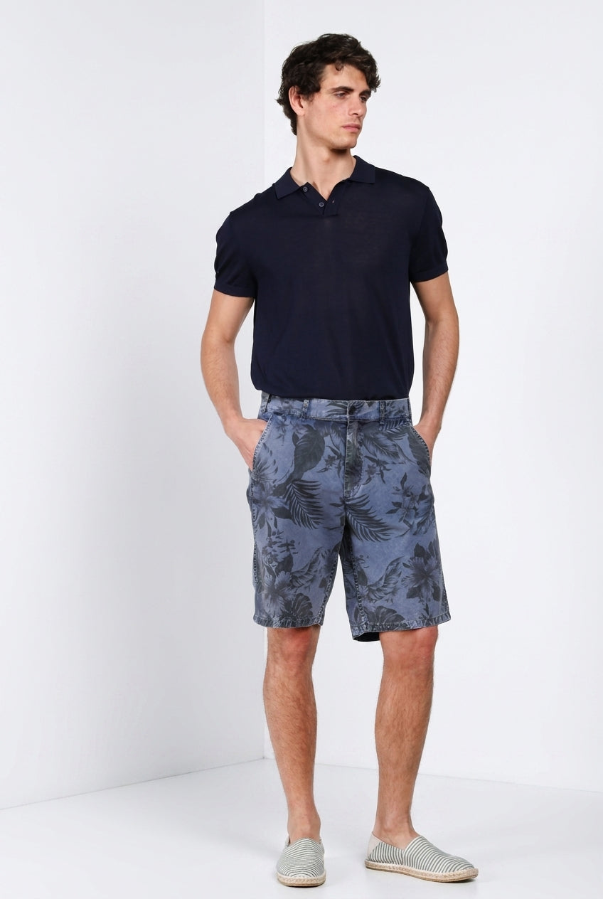 Denver M74 Bermuda Cargo Herren aus Canvas Hawaii-Print relaxed fit