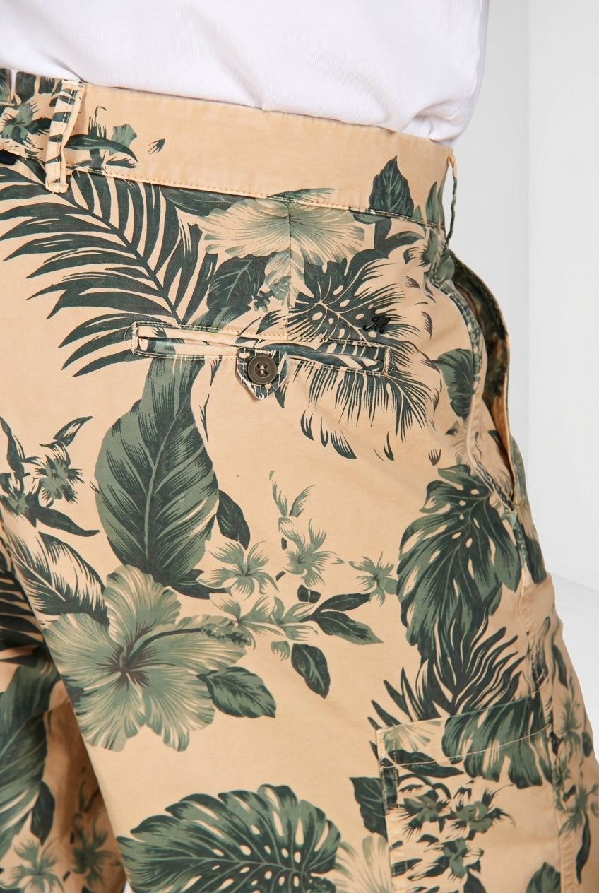 Denver M74 Bermuda Cargo Herren aus Canvas Hawaii-Druck relaxed fit