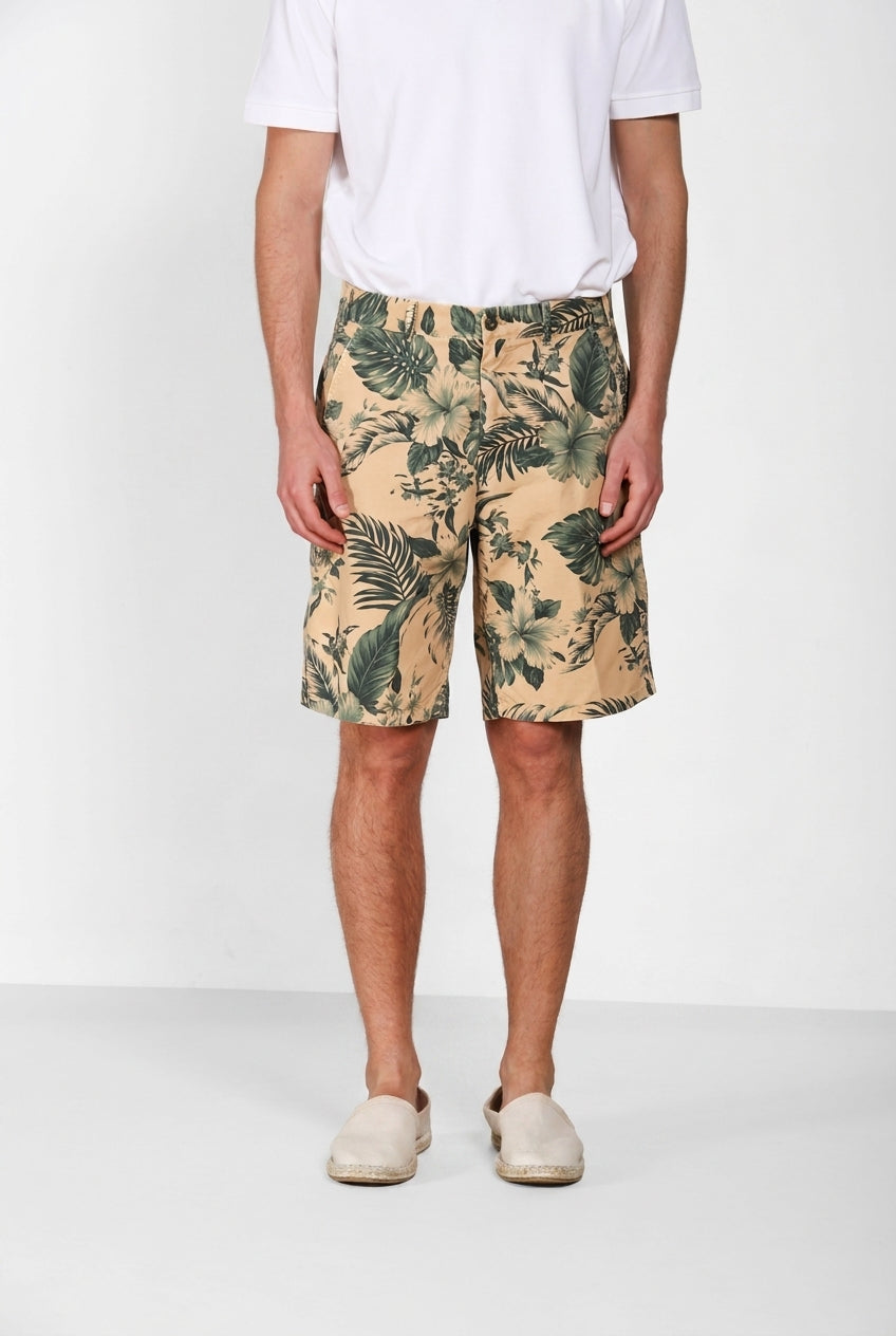 Denver M74 Bermuda Cargo Herren aus Canvas Hawaii-Druck relaxed fit