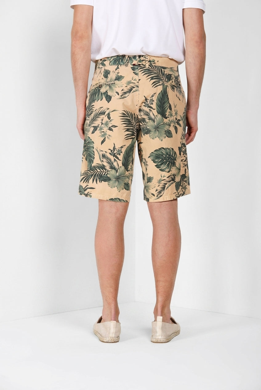 Denver M74 Bermuda Cargo Herren aus Canvas Hawaii-Druck relaxed fit