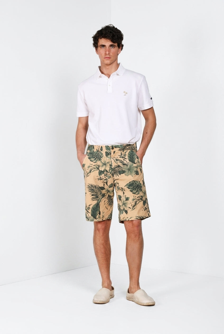 Denver M74 Bermuda Cargo Herren aus Canvas Hawaii-Druck relaxed fit