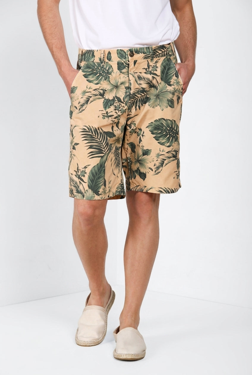Denver M74 Bermuda Cargo Herren aus Canvas Hawaii-Druck relaxed fit