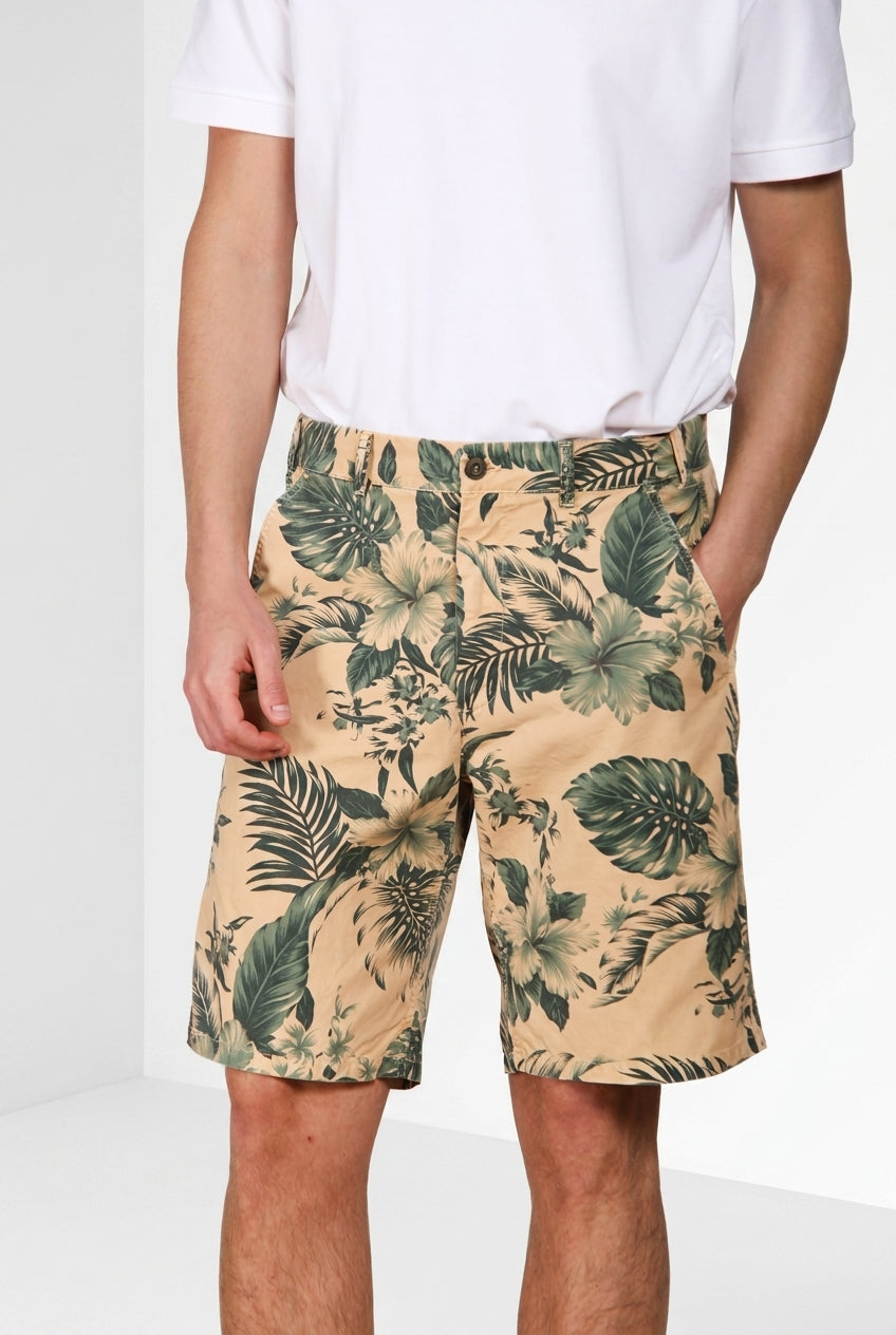 Denver M74 Bermuda Cargo Herren aus Canvas Hawaii-Druck relaxed fit