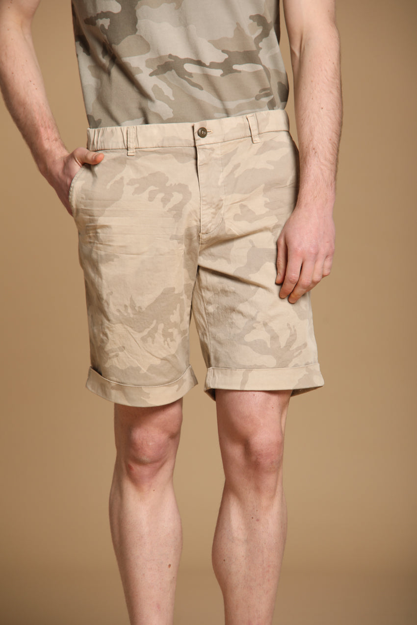 Khinos M74 bermuda chino uomo in cotone con stampa camouflage bianca relaxed fit