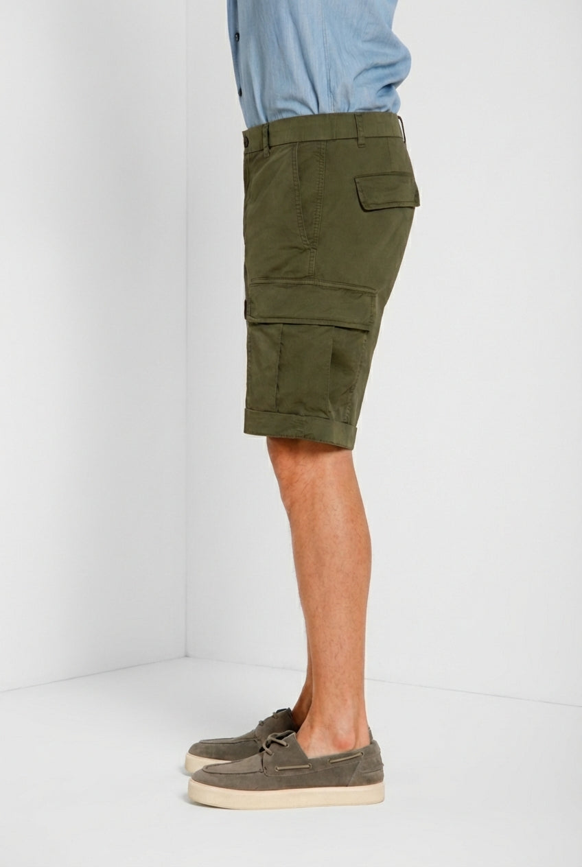 Cargo M74 bermuda cargo uomo in gabardina stretch relaxed fit