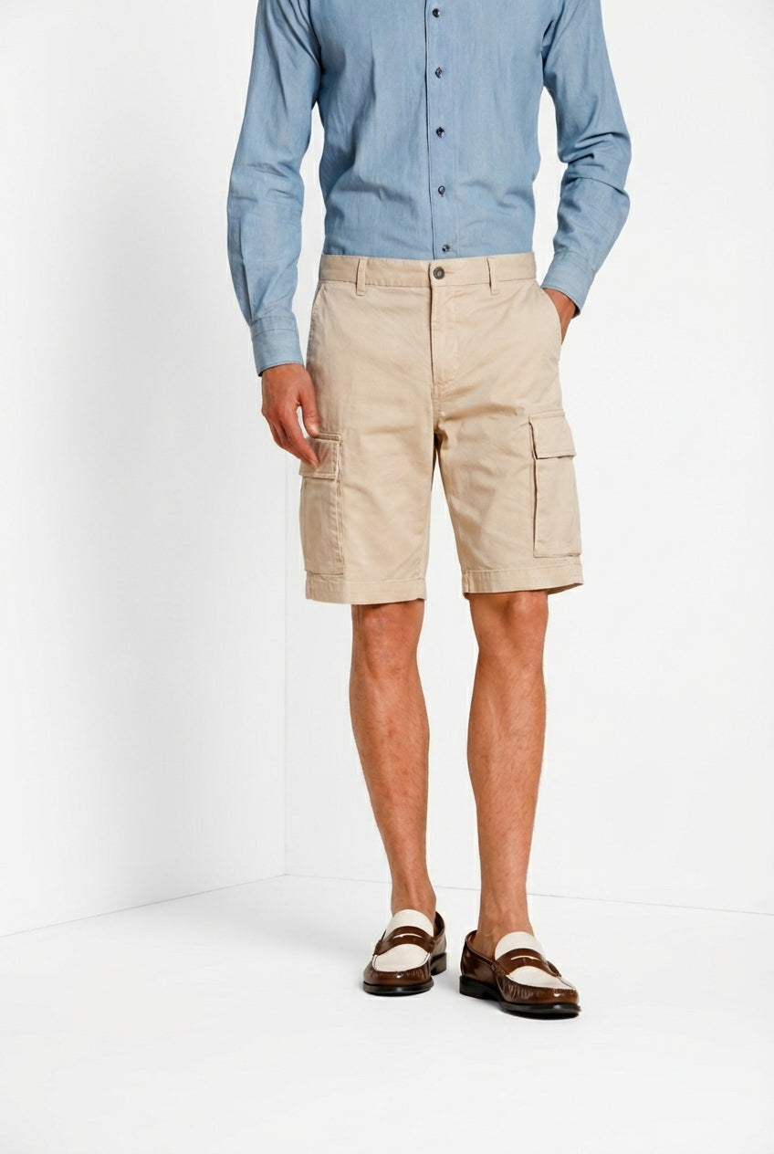 Cargo M74 bermuda cargo uomo in gabardina stretch relaxed fit