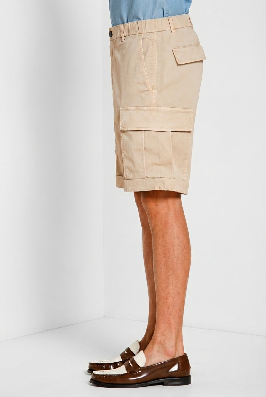 Cargo M74 bermuda cargo uomo in gabardina stretch relaxed fit