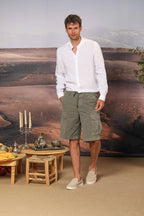 Cargo M74 Herren-Cargo-Bermuda aus Baumwoll-Canvas-Oxford Relaxed Fit