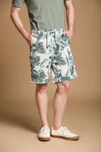 Cargo M74 Herren-Cargo-Bermuda aus Baumwolle mit Hawaii-Print in Tiffany-Farbe Relaxed Fit