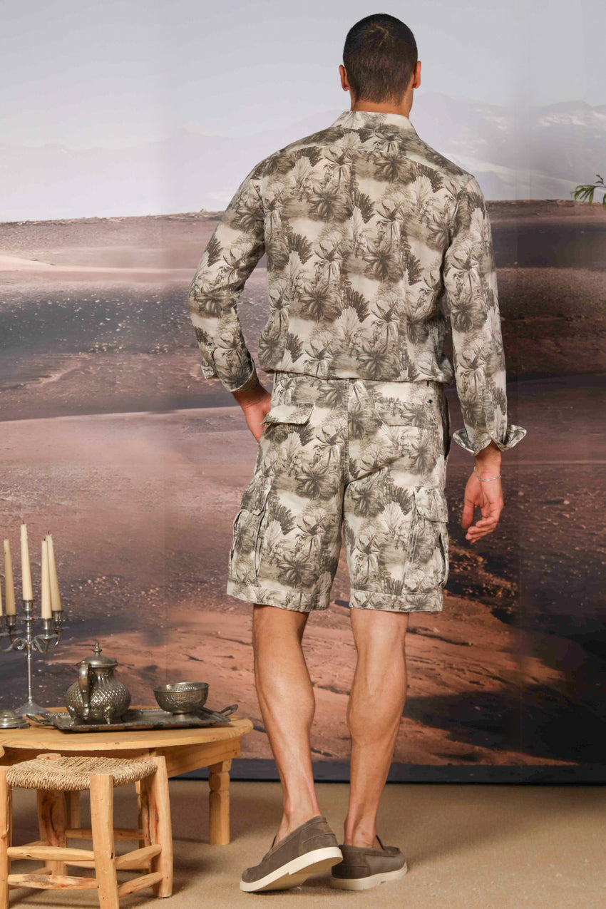 Torino camicia uomo a manica lunga in modal stampa inglese