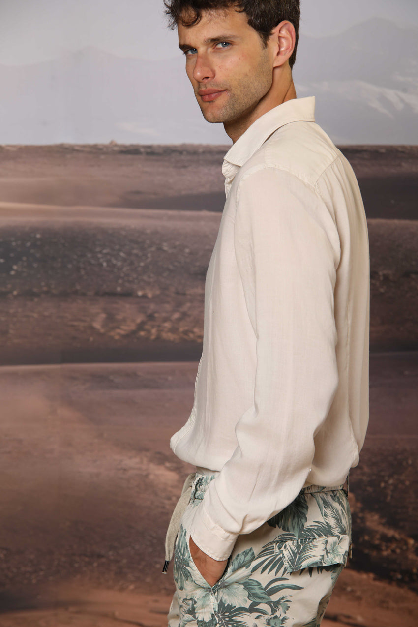 Torino camicia uomo a manica lunga in tencel