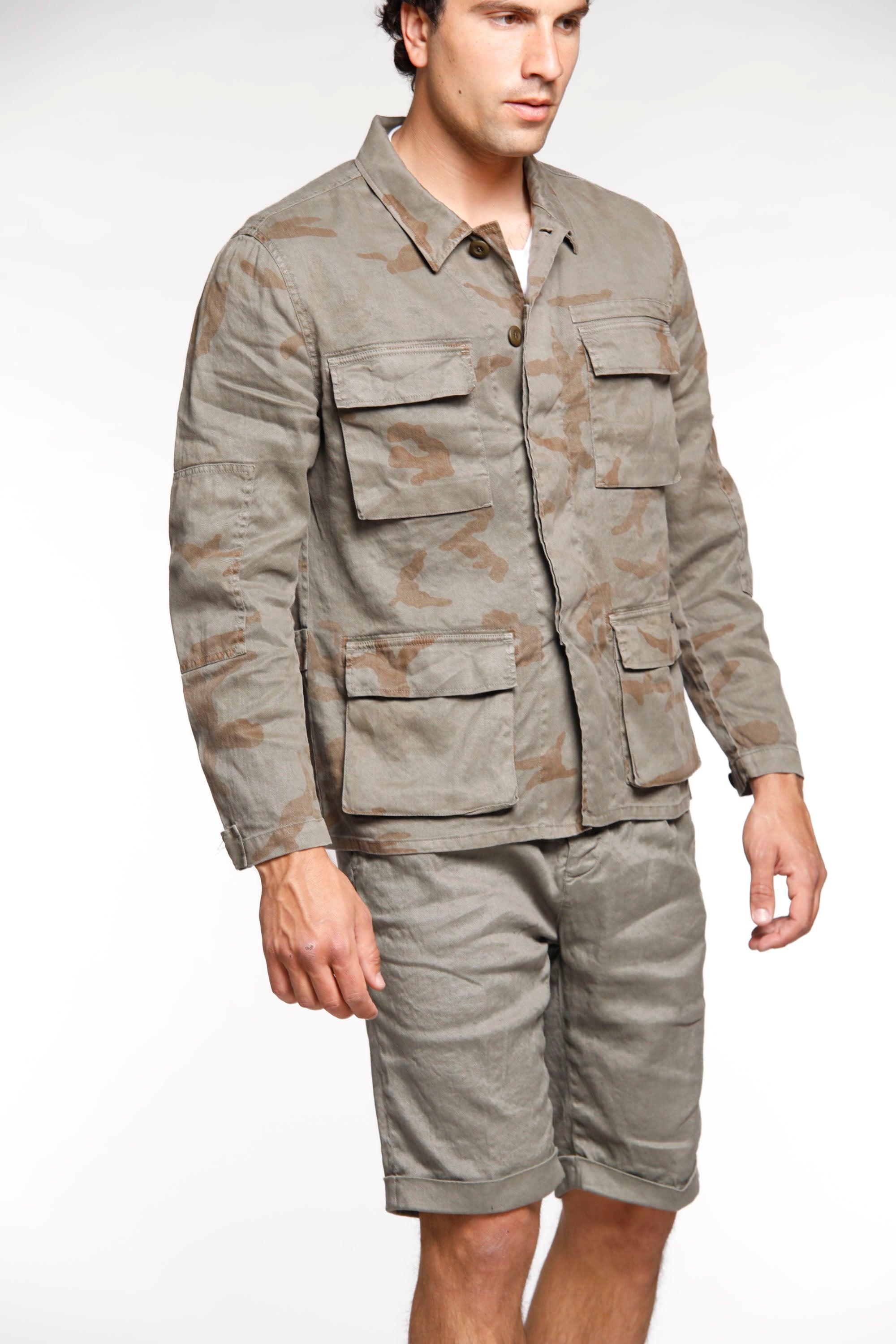 Flyshirt giacca camicia da uomo in lino camouflage con palme - Mason's
