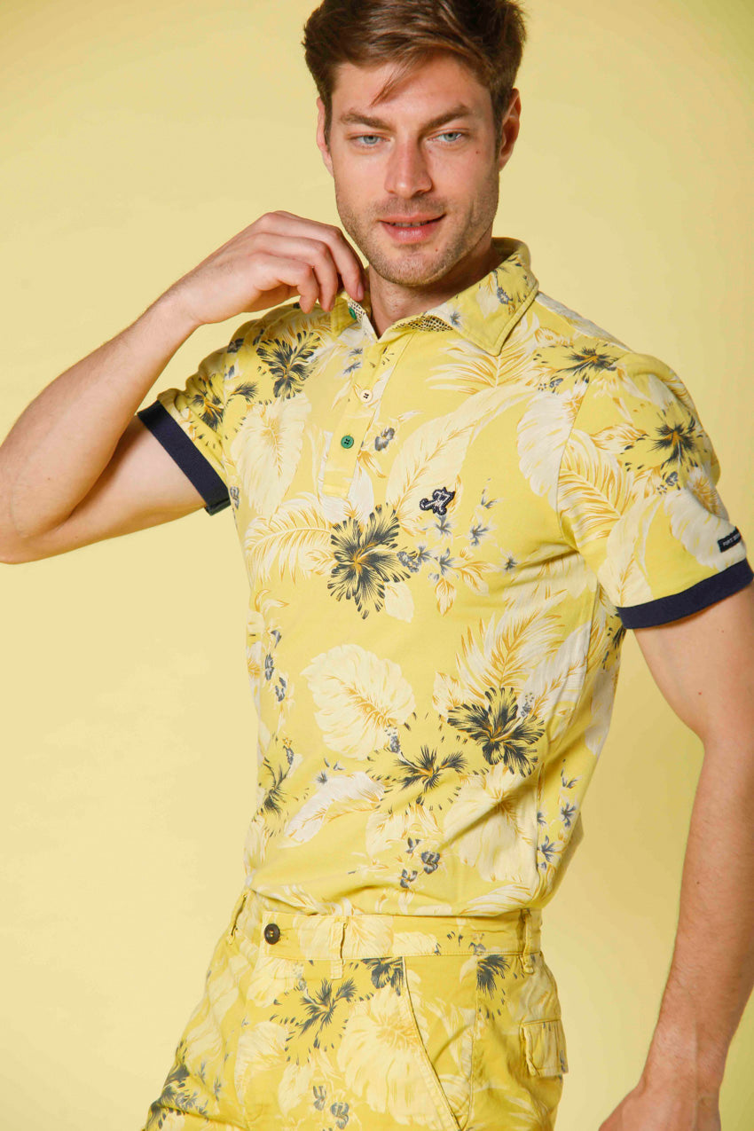 immagine 3 di polo uomo in piquet con stampa fiori modello Print colore giallo di Mason's