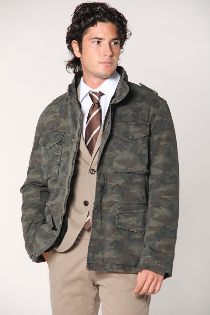 M74 Field Jacket für Herren aus Satin mit Camouflage-Muster
