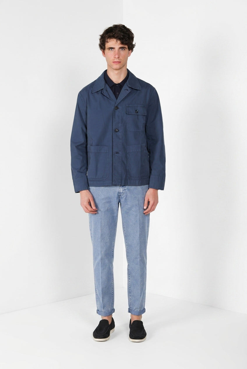 Work jacket overshirt uomo in canvas oxford