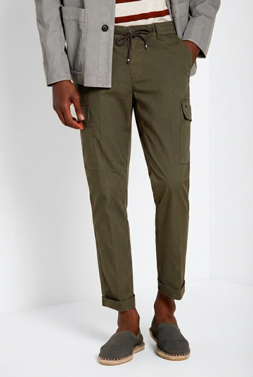 Chile Jogger pantalone cargo uomo in tela paracadute lyocell e cotone extra slim fit