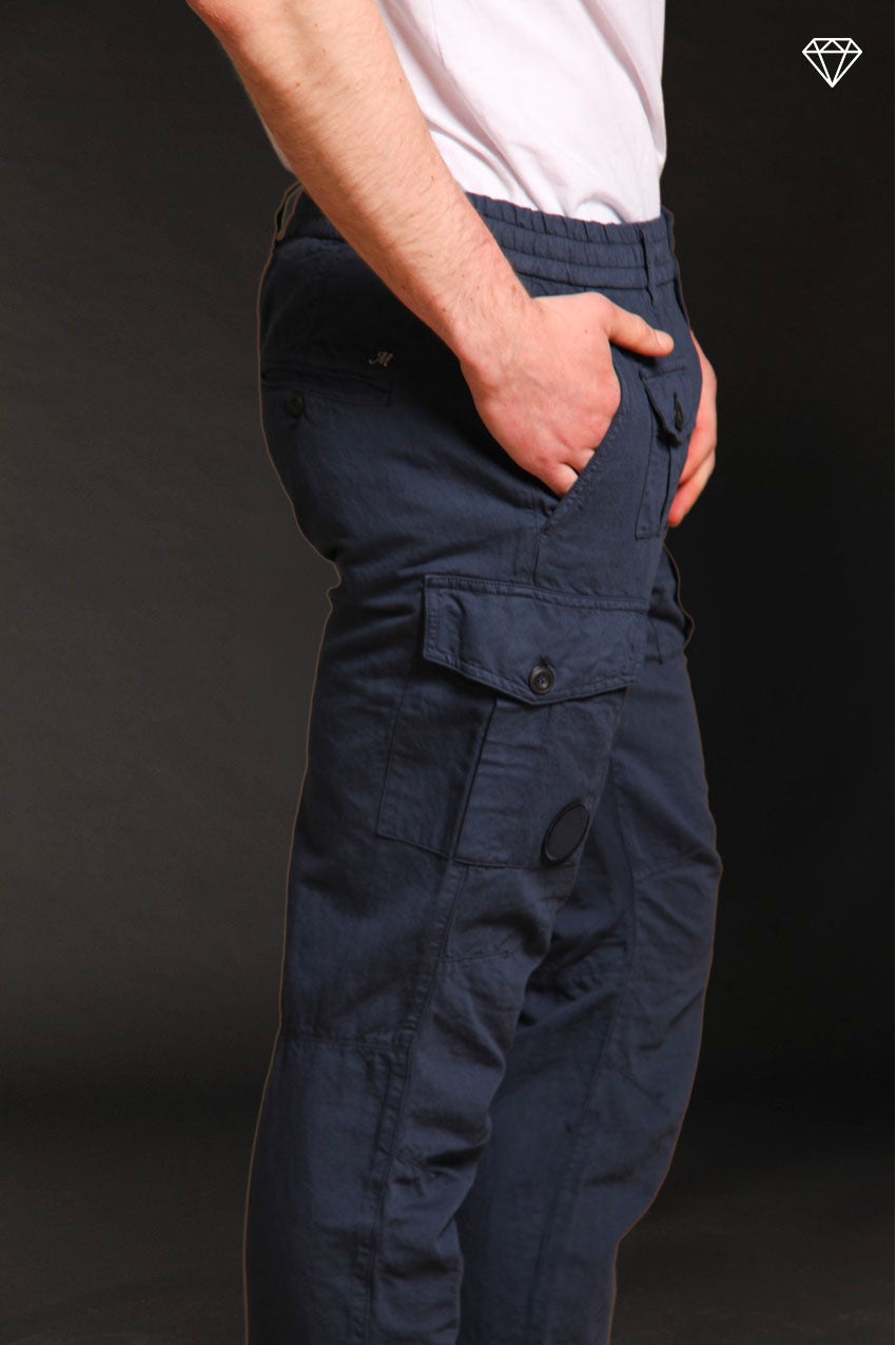 George Elax pantalone cargo uomo brocken di cotone e canapa logo edition carrot fit ①
