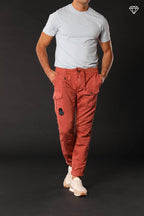 George Elax pantalone cargo uomo brocken di cotone e canapa logo edition carrot fit ①