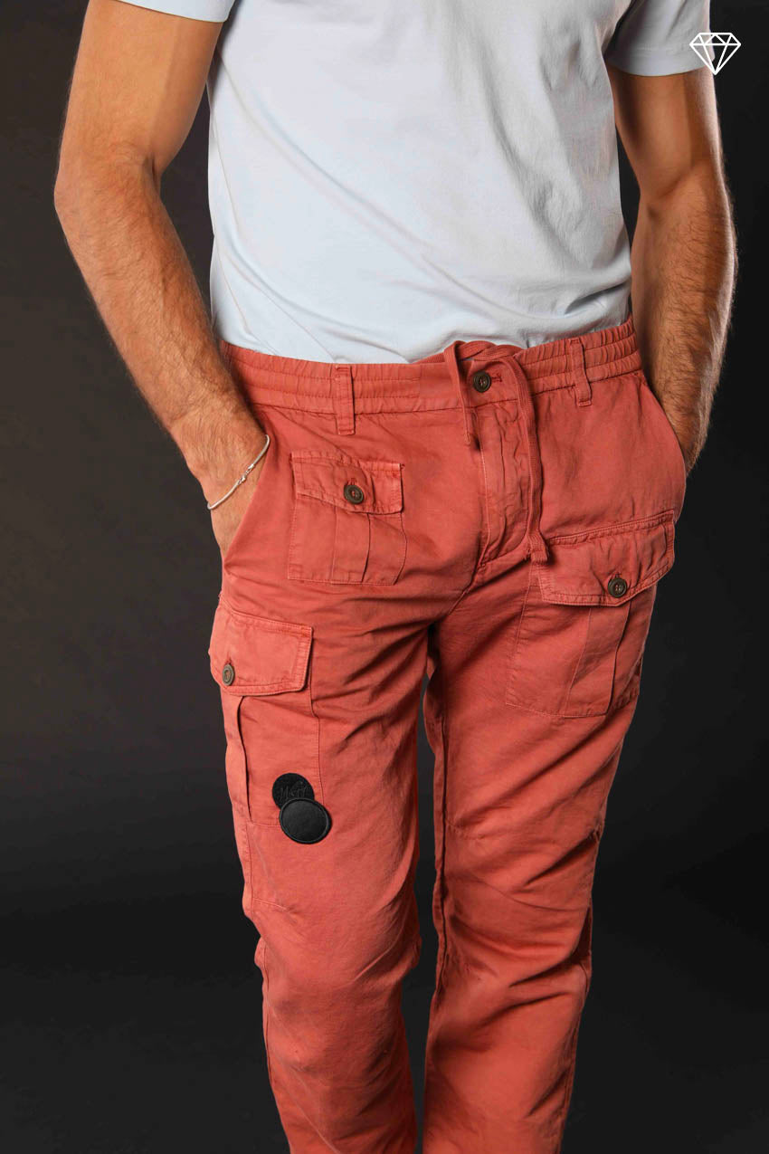George Elax pantalone cargo uomo brocken di cotone e canapa logo edition carrot fit ①